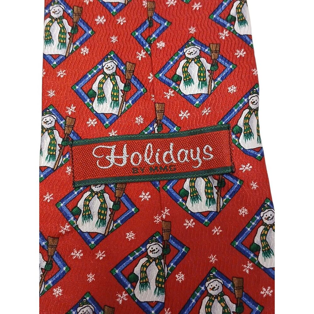 Holidays Snowman Christmas Men's Neck Tie 55" Red SILK Office Party HOLIDAY - Picture 6 of 7